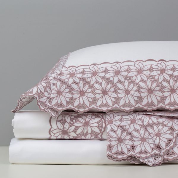 Jogo de Lençol 400 Fios Ili Lilas Artelassê Casal Branco/Lilas Glace